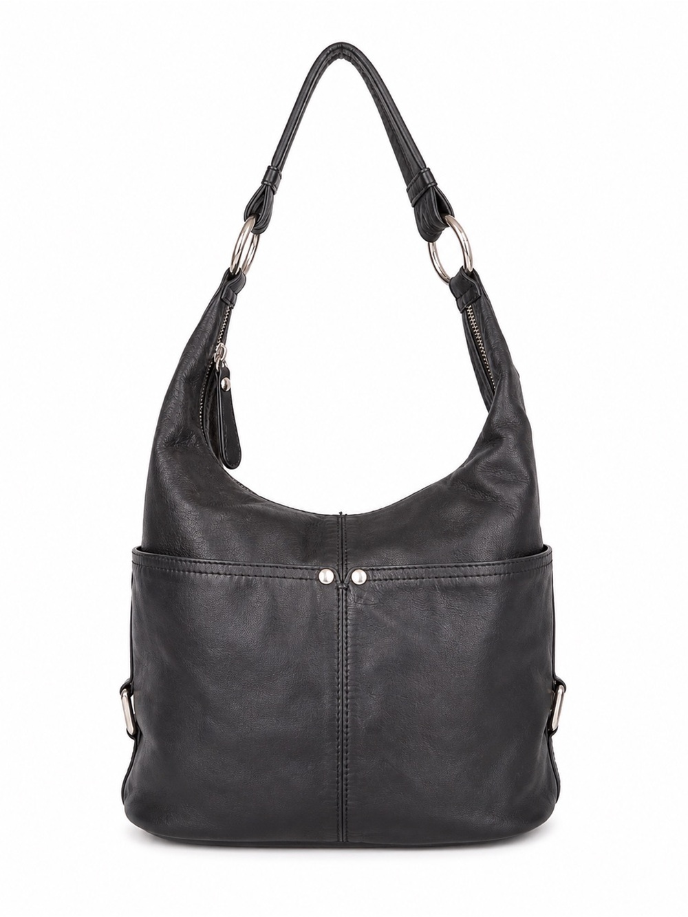 Vintage Danier 90s Minimalist Moto Black Leather Hobo Shoulder Bag